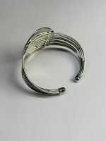 Metallic Style Zircon-Embedded Circular Open Bangle - Image 3