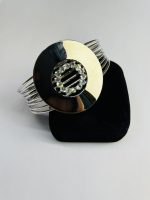 Metallic Style Zircon-Embedded Circular Open Bangle - Image 4