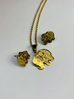 Golden Elephant Pattern Jewelry Set (Necklace + Stud Earrings) - Image 4