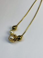 Golden Chain Pearl Skull Pendant Necklace