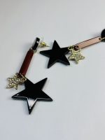Black Star Drop Earrings with Crystal Accents - Image 4