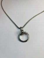 Vintage Silver-Toned Circular Pendant Necklace - Image 2