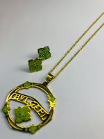 Gold-Toned Clover Pattern Jewelry Set (Necklace + Earrings) - Image 2