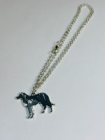 Silver-Toned Dog Silhouette Pendant Necklace with Heart Detail - Image 2