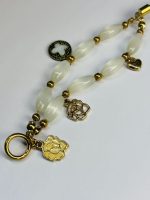 Cat's Eye Bead and Floral Charm Bracelet - Image 2