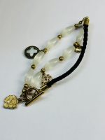 Cat's Eye Bead and Floral Charm Bracelet - Image 3