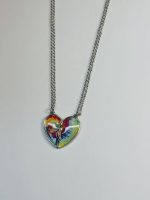 Colorful Enamel Broken Heart Pendant Necklace