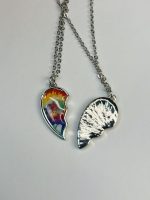 Colorful Enamel Broken Heart Pendant Necklace - Image 4