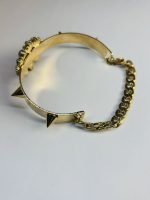 Gold-Toned Spiked Cuff Bracelet with Blue and Clear Crystal Accents - Image 4