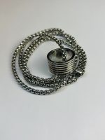 Silver-Toned Textured Circular Pendant Necklace - Image 3