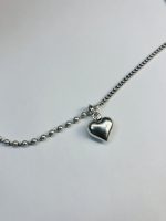 Silver-Toned Heart Pendant Necklace with Mixed Chain Design - Image 2