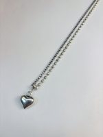 Silver-Toned Heart Pendant Necklace with Mixed Chain Design - Image 4