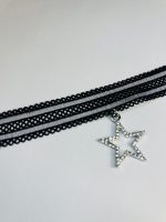 Black Lace Choker with Crystal-Encrusted Star Pendant - Image 4