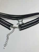 Black Lace Choker with Crystal-Encrusted Star Pendant - Image 2