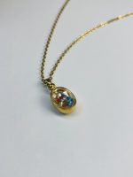 Gold-Toned Oval Pendant Necklace with Colorful Inlay - Image 2