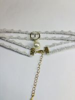 White Lace Choker with Pearl and Gold-Toned Ring Detail