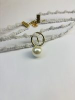 White Lace Choker with Pearl and Gold-Toned Ring Detail - Image 2